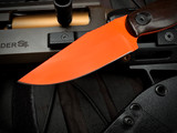 Half Face Blades Feather Light Fixed Blade Desert Ironwood Scales w/ S45VN Hunter Orange Cerakote Plain Edge Blade (3.5")