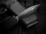 FACTORY BLEM Microtech UTX-85 Gen IV Tactical Black Aluminum Body w/ M390MK Tactical Black Full Serrated Blade (3.1") 12324-3T
