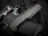 CKF FIF18 Front Flipper DLC Titanium Body w/ M398 DLC Hand Rubbed Satin and Polished Top Swedge Plain Edge Blade (3.07")