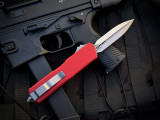 Microtech Scarab II D/E Gen III Executive Red Aluminum Body w/ M390MK Stonewashed Plain Edge Blade (3.9") 1175-10RD