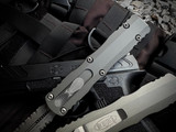 Microtech Dirac Delta D/E Natural Clear Aluminum Body w/ Apocalyptic Double Full Serrated Blade (3.8") 227-D12APNC