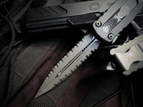 Microtech Dirac Delta D/E Natural Clear Aluminum Body w/ Apocalyptic Double Full Serrated Blade (3.8") 227-D12APNC