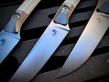 Microtech 4.5" Steak Knife Set Ivory G10 Scales and Bead Blast Titanium Bolster w/ M390MK Stonewashed Plain Edge Blade (4.5") 3600-10SETBK