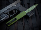Microtech Ultratech D/E Gen III ZBP Cerakote Green Aluminum Body w/ M390MK Cerakote Green Plain Edge Blade (3.5") 1122-1GR-C20Z4