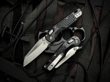 Microtech MSI Mini RAM-LOK Folder Black Frag Aluminum Body w/ M390MK Stonewashed Plain Edge Blade (3.25") 210M-10FR