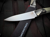 Microtech Paring Knife Ivory G10 Handles and Bead Blast Titanium Bolster w/ M390MK Stonewashed Plain Edge Blade (3.5") 3500B-10IV