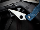 Spyderco Dyad Dual Blade Folder Cobalt Blue FRN Lightweight Body w/ SPY27 Satin Plain Edge and Full Serrated Blade (2.43") C39P&SCBL