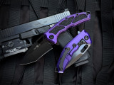 Heretic Knives Medusa Recurve Folder Purple Aluminum Body w/ Magancut DLC Plain Edge Blade (3") H010-6A-PU