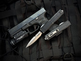 Microtech Ultratech EX ZBP Bayonet Black Aluminum Body w/ M390MK Stonewashed Plain Edge Blade (3.5") 1120EX-10S