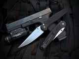 Pro-Tech Peace Neighbor Designed Avalon Folder Knurled Black Aluminum Body w/ Magancut Stonewashed Plain Edge Blade (4.25") PN1101