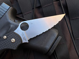 Spyderco Paramilitary 2 Folder Back Lightweight FRN Scales w/ BD1N Full Serrated Stonewashed Blade (3.47") C81SBK2