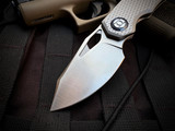 CONSIGNMENT Kunwu Compadre Folder Textured Titanium Body w/ Vanax Satin Plain Edge Blade K706C-T2