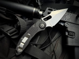 CONSIGNMENT Microtech Stitch Auto Folder Black Aluminum Body w/ Stonewashed Plain Edge Blade (3.75") 169-10