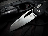 PRE-OWNED Microtech MSI S/E Trip Grip Black Polymer Body w/ M390MK Stonewashed Plain Edge Blade (3.75") 210T-10PMBK