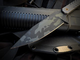 PRE-OWNED Blackside Customs Fedele X Fixed Blade Titanium Handles w/ N690C Multicam Plain Edge Blade (4.25")