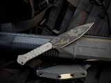 PRE-OWNED Blackside Customs Fedele X Fixed Blade Titanium Handles w/ N690C Multicam Plain Edge Blade (4.25")