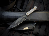 PRE-OWNED Blackside Customs Fedele X Fixed Blade Titanium Handles w/ N690C Multicam Plain Edge Blade (4.25")