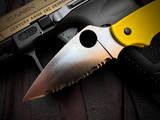 Spyderco UK Penknife Non-Locking Folder Yellow FRN Body w/ Magancut Full Serrated Blade (2.98") C94SYL