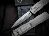 Microtech Dirac Delta D/E Natural Clear Aluminum Body w/ M390MK Stonewashed Plain Edge Blade (3.8") 227-10APNC