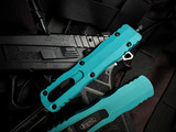 Microtech Dirac D/E Cyan Aluminum Body w/ M390MK Black Plain Edge Blade (2.92") 225-1CN