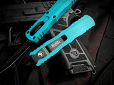 Microtech Dirac D/E Cyan Aluminum Body w/ M390MK Black Plain Edge Blade (2.92") 225-1CN