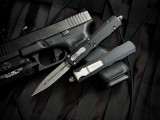 Microtech Dirac D/E Black Aluminum Body w/ M390MK Apocalyptic Plain Edge Blade (2.92") 225-10AP