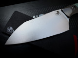 Microtech 6" Santoku Chef Knife Caribbean Blue G10 Handles and Beadblast Titanium Bolster w/ M390MK Stonewashed Plain Edge Blade (6") 3200B-10CA