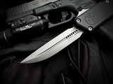 Microtech Scarab II Gen III Executive D/E-S Black Aluminum Body w/ M390MK Stonewashed Plain Edge Blade (3.9") 1181-10