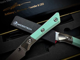 Microtech Paring Knife Caribbean Blue G10 Handles and Bead Blast Titanium Bolster w/ M390MK Stonewashed Plain Edge Blade (3.5") 3500B-10CA