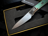 Microtech Paring Knife Caribbean Blue G10 Handles and Bead Blast Titanium Bolster w/ M390MK Stonewashed Plain Edge Blade (3.5") 3500B-10CA