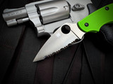 Spyderco UK Penknife Salt Series Folder Green FRN Lightweight Body w/ LC200N Satin Full Serrated Blade (2.98") C94SGR
