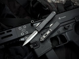 Microtech UTX-70 Gen IV D/E Black Aluminum Body w/ M390MK Stonewashed Plain Edge Blade (2.5") 11474-10