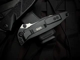Microtech Socom Elite S/E Folder Tactical Black Aluminum Body w/ M390MK Two Tone Black Plain Edge Blade (4") 160-1T