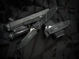 Microtech Socom Elite S/E Folder Tactical Black Aluminum Body w/ M390MK Two Tone Black Plain Edge Blade (4") 160-1T