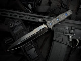 Heretic Knives Nephilim Carbon Fiber Handle w/ Blue Titanium Hardware and DLC Plain Edge Blade (6.5")  H003-6A-CF