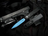 Microtech Ultratech Gen IV D/E Jedi Knight Edition Black Tri-Grip Body w/ M390MK Blue Plain Edge Blade (3.44") 11224-1JK