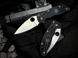 Spyderco Manix 2 Folder Black FRN Lightweight Body w/ CTS BD1N Stonewashed Plain Edge Blade (3.37") C101PBK2