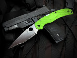 Spyderco Native Chief Folder Salt Series Green FRN Lightweight Body w/ LC200N Satin Full Serrated Blade (4") C244SGR