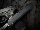 CONSIGNMENT Microtech Original Run Cypher D/E Smooth Tactical Black Aluminum Body w/ Black Full Serrated Blade (4") 242S-3T