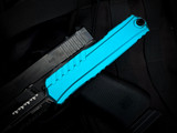 Microtech Cypher D/E Turquoise Aluminum Body w/ M390MK Black Partially Serrated Blade (3.5") 1242-2TQ