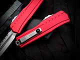 Microtech Cypher D/E Red Aluminum Body w/ M390MK Stonewashed Full Serrated Blade (3.5") 1242-12RD
