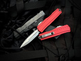 Microtech Cypher D/E Red Aluminum Body w/ M390MK Stonewashed Full Serrated Blade (3.5") 1242-12RD