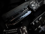 Microtech Scarab II Executive Gen III T/E Samurai Edition Black Aluminum Body w/ M390MK Hamon Style Plain Edge Blade (3.9") 1177-1URS