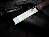 Brad Zinker Front Flipper Brown GripTech Scales w/ Cleaver Style Hand Rubbed Satin Plain Edge Blade (3.2")