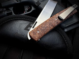Brad Zinker Front Flipper Brown GripTech Scales w/ Cleaver Style Hand Rubbed Satin Plain Edge Blade (3.2")