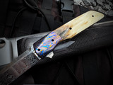 Jason Clark Model 81 Custom Folder Anodized Black Titanium Frame, Mammoth Ivory Scales, and Black Timascus Bolster w/ Damasteel Plain Edge Blade