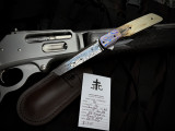 Jason Clark Model 81 Custom Folder Anodized Black Titanium Frame, Mammoth Ivory Scales, and Black Timascus Bolster w/ Damasteel Plain Edge Blade