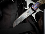 Jason Clark Custom Knives Model 78 Folder Anodized Titanium Frame, Mammoth Ivory Scales, Black Timascus Bolster w/ Damasteel Plain Edge Blade