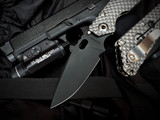 Strider Knives SMF Folder DGG Titanium Body w/ Black Plain Edge Blade