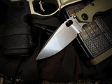Strider Knives SNG Folder OD Green G10 and StonewashedTitanium Body w/ Stonewashed Plain Edge Blade